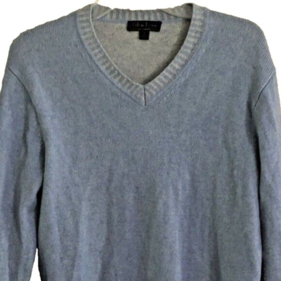 Glen Lyon Cashmere V-Neck Sweater Womens Sz L  Pastel Blue Luxury Minimalist - Picture 1 of 11